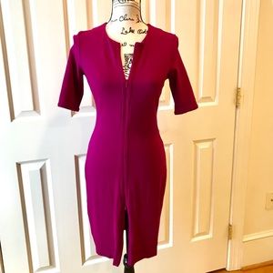 Diane von Furstenberg Magenta Zip Up Dress 4